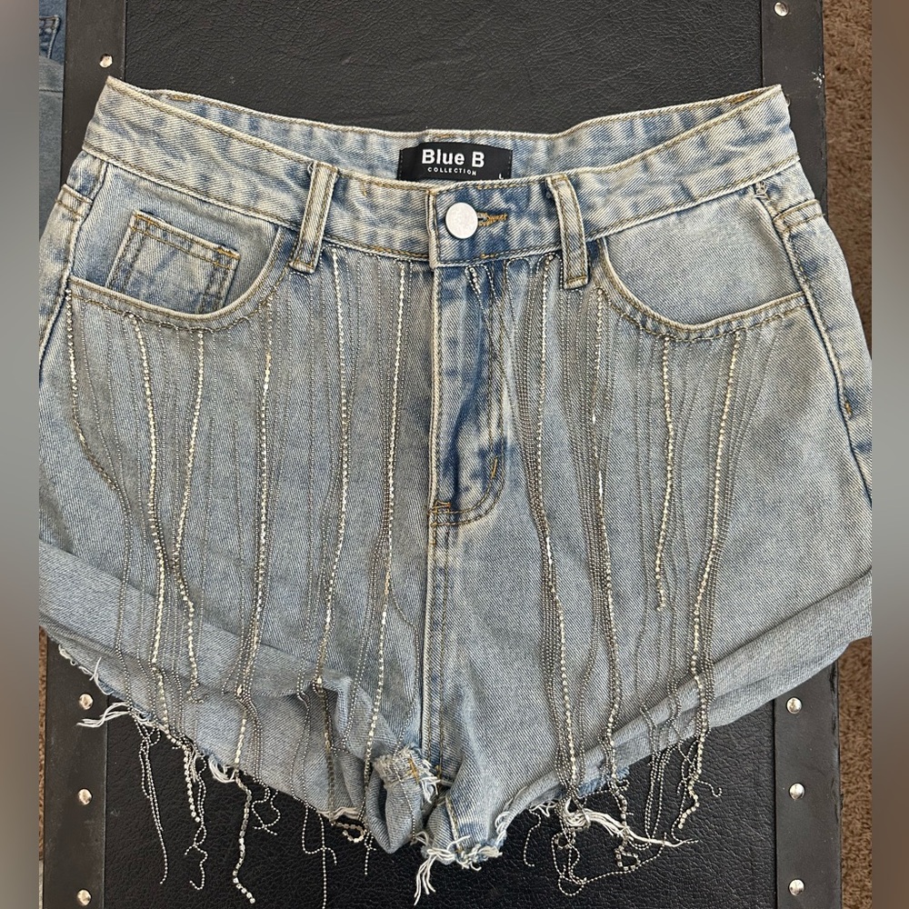 Blue B rhinestone shorts